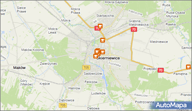 mapa Skierniewic, Skierniewice na mapie Targeo