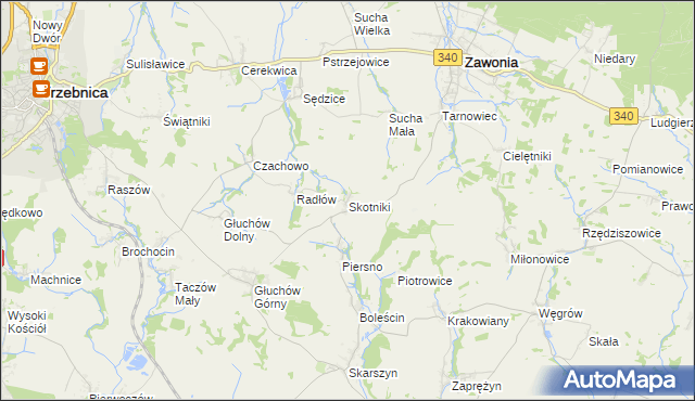 mapa Skotniki gmina Zawonia, Skotniki gmina Zawonia na mapie Targeo