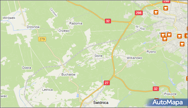 mapa Słone gmina Świdnica, Słone gmina Świdnica na mapie Targeo