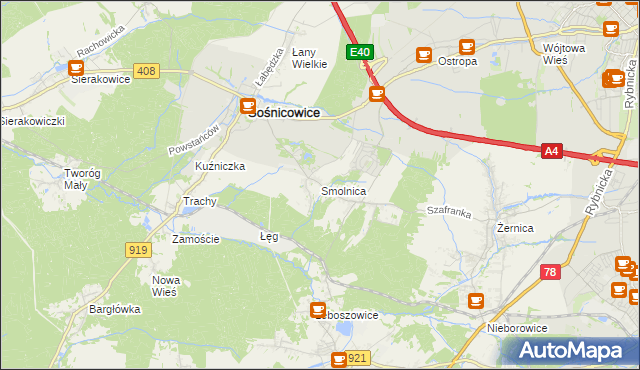 mapa Smolnica gmina Sośnicowice, Smolnica gmina Sośnicowice na mapie Targeo