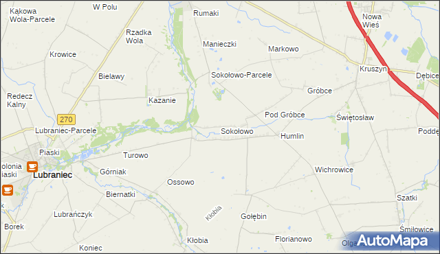 mapa Sokołowo gmina Brześć Kujawski, Sokołowo gmina Brześć Kujawski na mapie Targeo