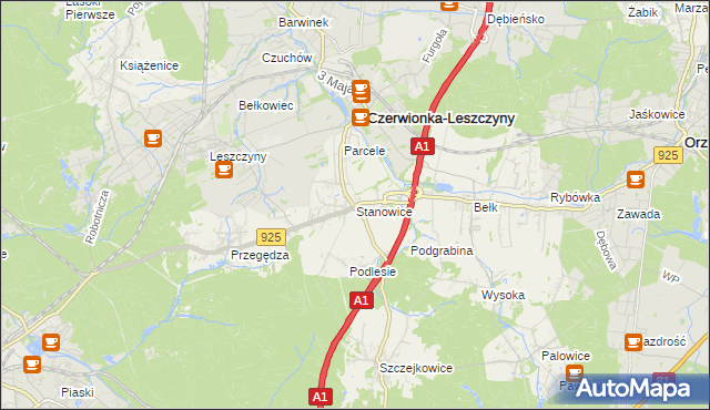 mapa Stanowice gmina Czerwionka-Leszczyny, Stanowice gmina Czerwionka-Leszczyny na mapie Targeo