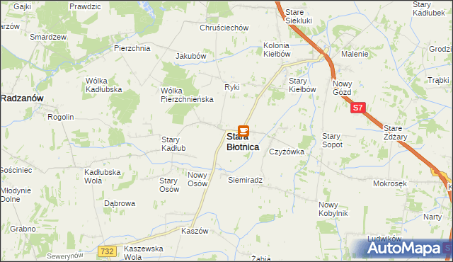 mapa Stara Błotnica, Stara Błotnica na mapie Targeo