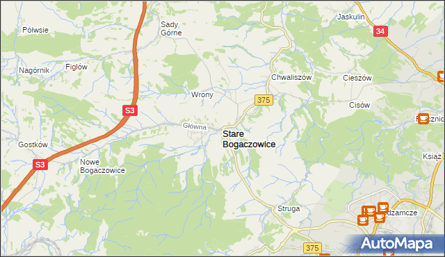 mapa Stare Bogaczowice, Stare Bogaczowice na mapie Targeo