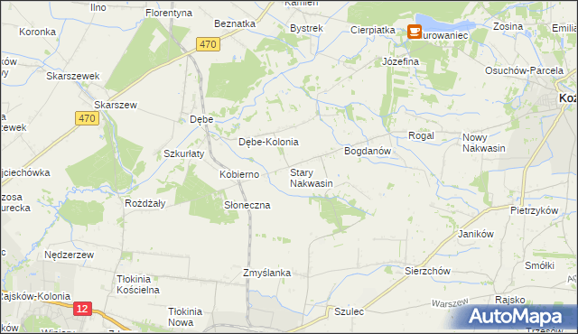 mapa Stary Nakwasin, Stary Nakwasin na mapie Targeo