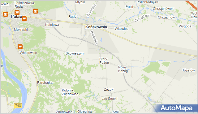 mapa Stary Pożóg, Stary Pożóg na mapie Targeo