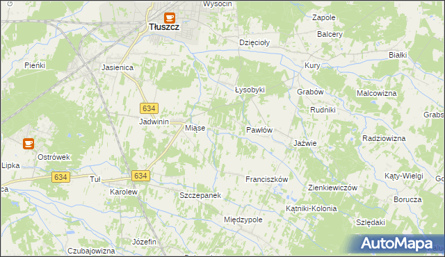 mapa Stasinów gmina Tłuszcz, Stasinów gmina Tłuszcz na mapie Targeo