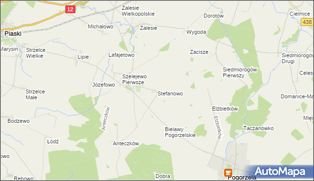 mapa Stefanowo gmina Piaski, Stefanowo gmina Piaski na mapie Targeo