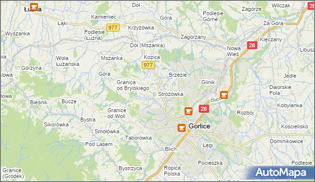 mapa Stróżówka, Stróżówka na mapie Targeo