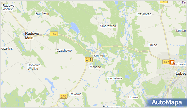 mapa Strzmiele, Strzmiele na mapie Targeo