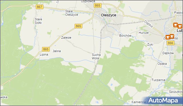 mapa Sucha Wola, Sucha Wola na mapie Targeo