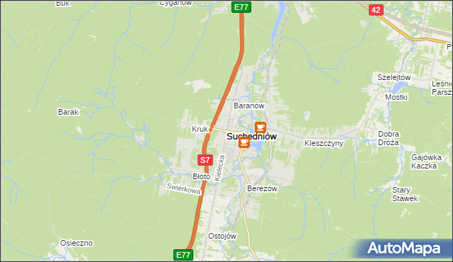 mapa Suchedniów, Suchedniów na mapie Targeo