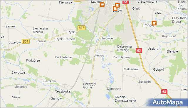 mapa Świdry gmina Łuków, Świdry gmina Łuków na mapie Targeo