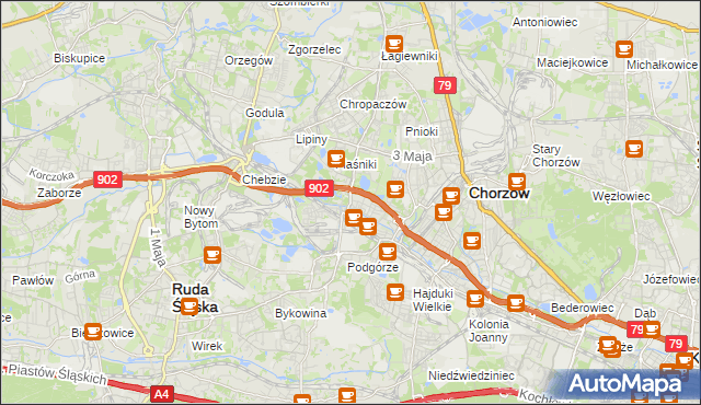 mapa Świętochłowice, Świętochłowice na mapie Targeo