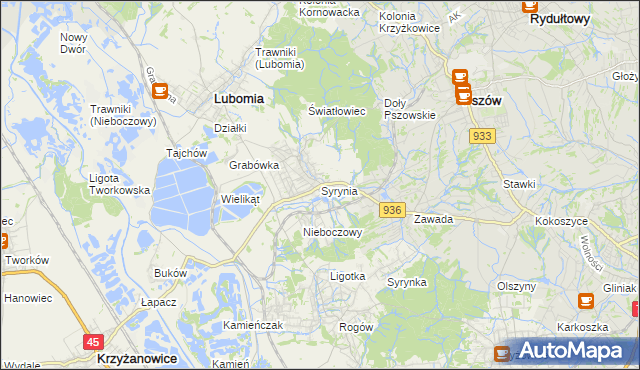 mapa Syrynia, Syrynia na mapie Targeo