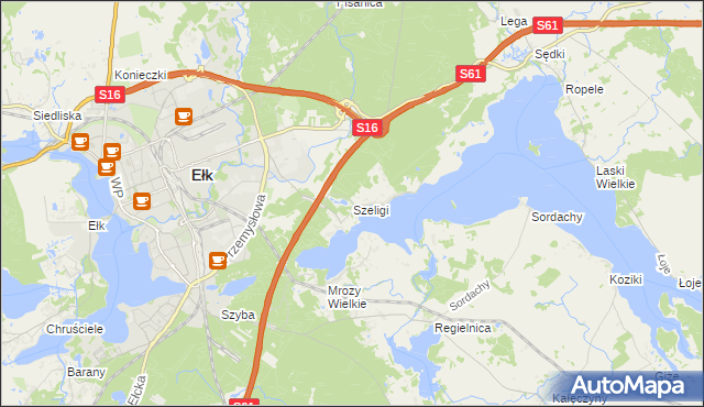 mapa Szeligi gmina Ełk, Szeligi gmina Ełk na mapie Targeo
