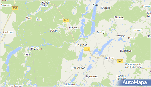 mapa Szumiąca gmina Lubiewo, Szumiąca gmina Lubiewo na mapie Targeo