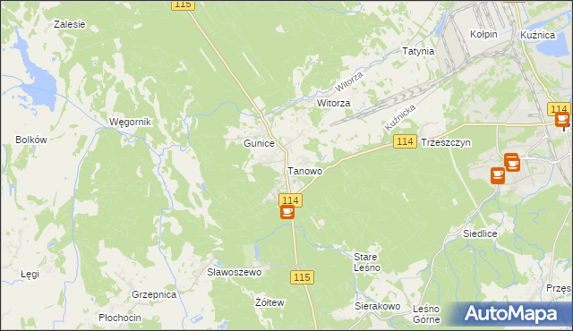 mapa Tanowo, Tanowo na mapie Targeo