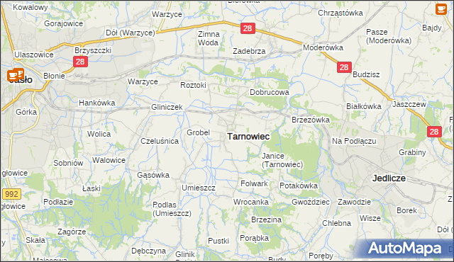 mapa Tarnowiec powiat jasielski, Tarnowiec powiat jasielski na mapie Targeo