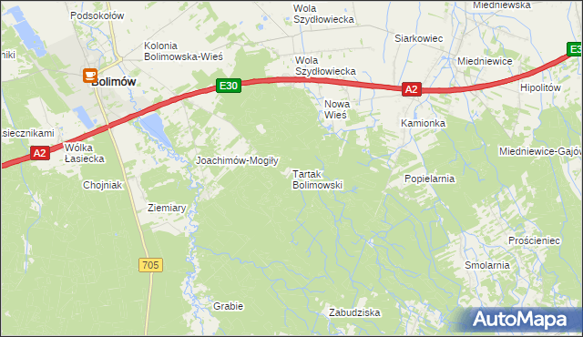 mapa Tartak Bolimowski, Tartak Bolimowski na mapie Targeo