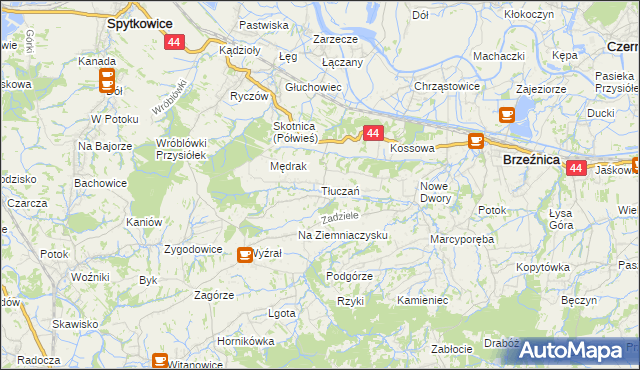 mapa Tłuczań, Tłuczań na mapie Targeo
