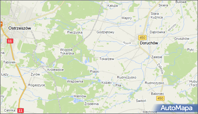 mapa Tokarzew gmina Doruchów, Tokarzew gmina Doruchów na mapie Targeo