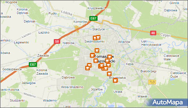 mapa Tomaszów Mazowiecki, Tomaszów Mazowiecki na mapie Targeo