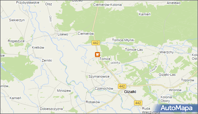 mapa Tomice gmina Gizałki, Tomice gmina Gizałki na mapie Targeo