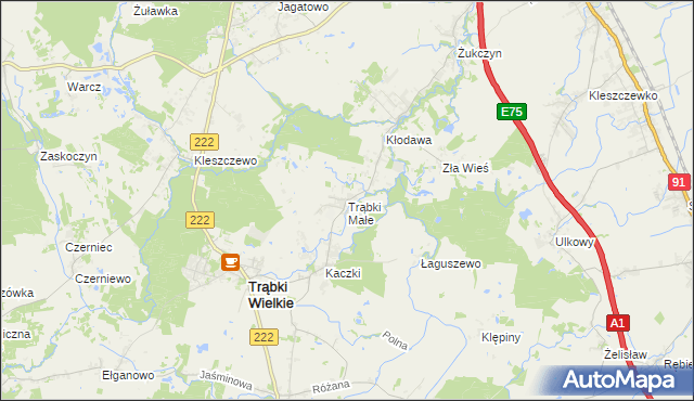 mapa Trąbki Małe gmina Trąbki Wielkie, Trąbki Małe gmina Trąbki Wielkie na mapie Targeo