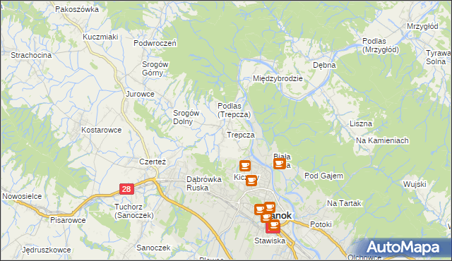 mapa Trepcza, Trepcza na mapie Targeo