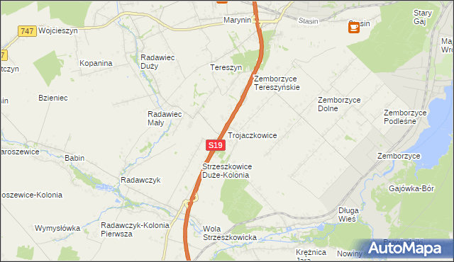 mapa Trojaczkowice, Trojaczkowice na mapie Targeo
