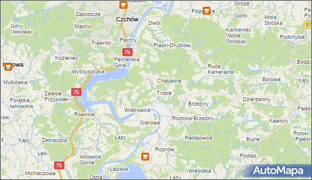mapa Tropie gmina Gródek nad Dunajcem, Tropie gmina Gródek nad Dunajcem na mapie Targeo