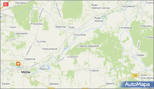 mapa Trząska-Zawodzie, Trząska-Zawodzie na mapie Targeo