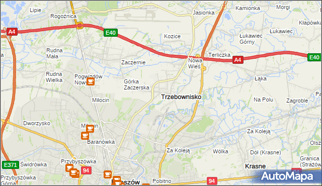 mapa Trzebownisko, Trzebownisko na mapie Targeo