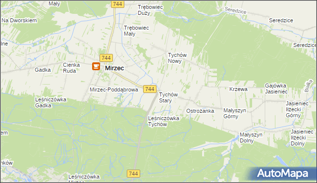 mapa Tychów Stary, Tychów Stary na mapie Targeo