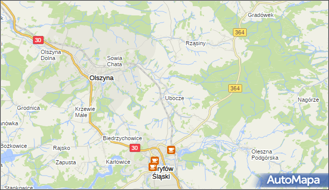 mapa Ubocze gmina Gryfów Śląski, Ubocze gmina Gryfów Śląski na mapie Targeo