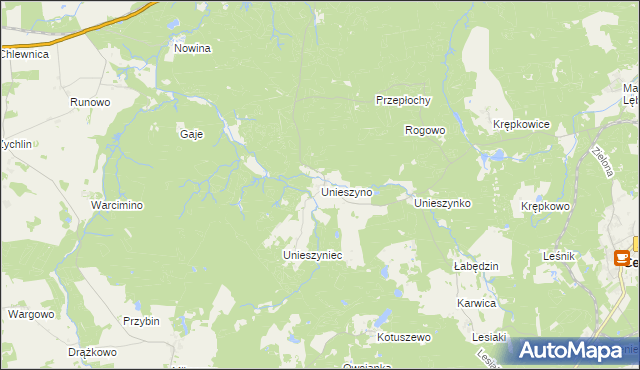 mapa Unieszyno, Unieszyno na mapie Targeo