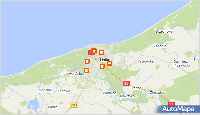 mapa Ustka, Ustka na mapie Targeo