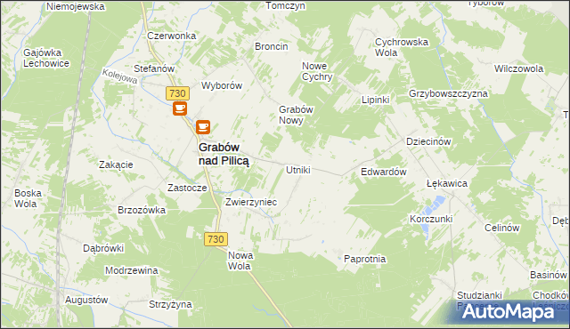mapa Utniki, Utniki na mapie Targeo
