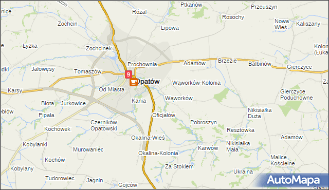 mapa Wąworków, Wąworków na mapie Targeo