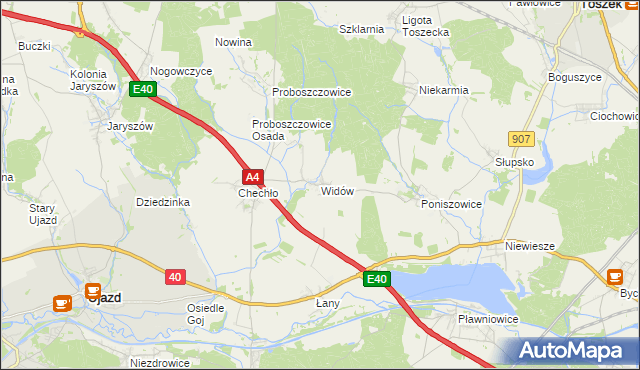 mapa Widów gmina Rudziniec, Widów gmina Rudziniec na mapie Targeo
