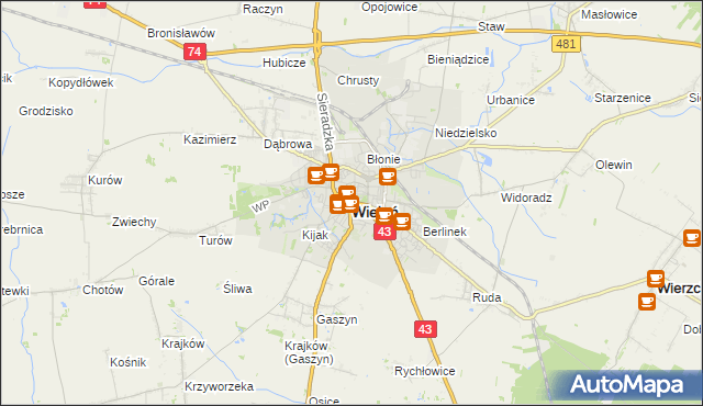 mapa Wieluń, Wieluń na mapie Targeo