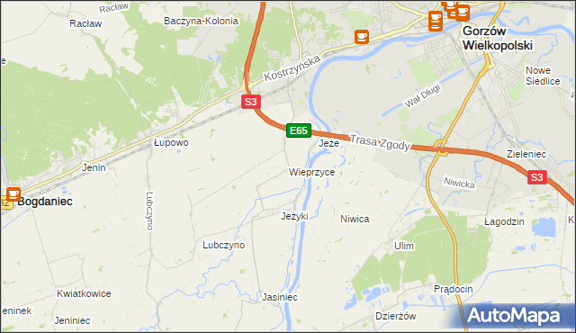 mapa Wieprzyce, Wieprzyce na mapie Targeo