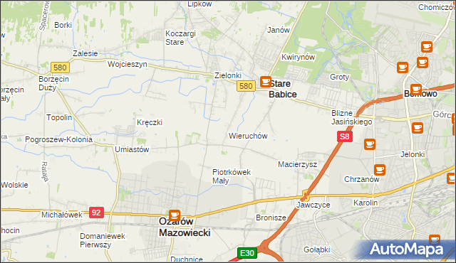 mapa Wieruchów, Wieruchów na mapie Targeo