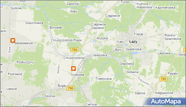 mapa Wiesiółka gmina Łazy, Wiesiółka gmina Łazy na mapie Targeo