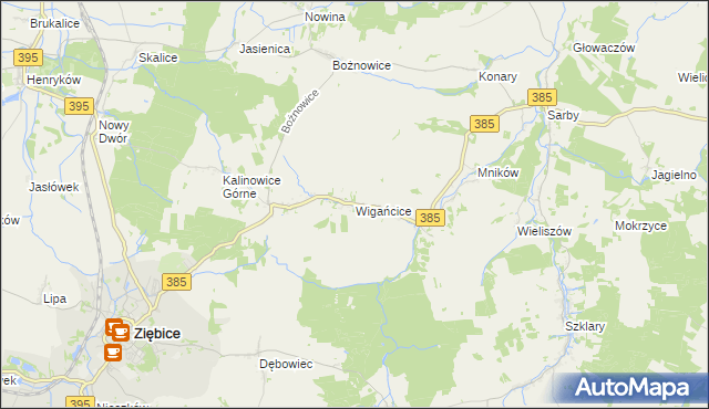 mapa Wigańcice, Wigańcice na mapie Targeo