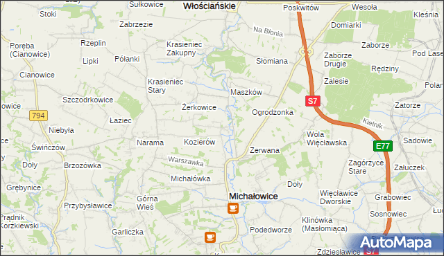 mapa Wilczkowice gmina Michałowice, Wilczkowice gmina Michałowice na mapie Targeo