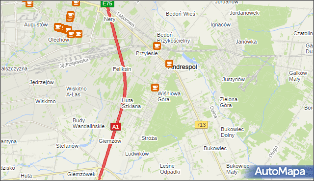 mapa Wiśniowa Góra, Wiśniowa Góra na mapie Targeo