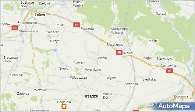 mapa Witów gmina Irządze, Witów gmina Irządze na mapie Targeo