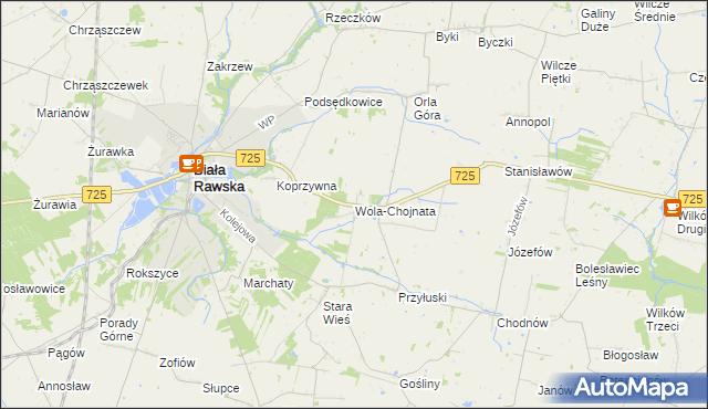 mapa Wola-Chojnata, Wola-Chojnata na mapie Targeo